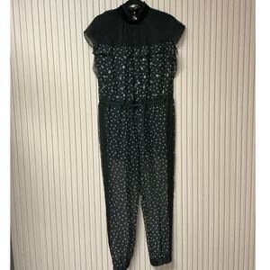Sacai Polka Dot Mock Neck Jumpsuit in Black Size 1